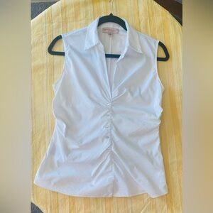 Philosophy republic clothing white sleeveless collared shirt size small